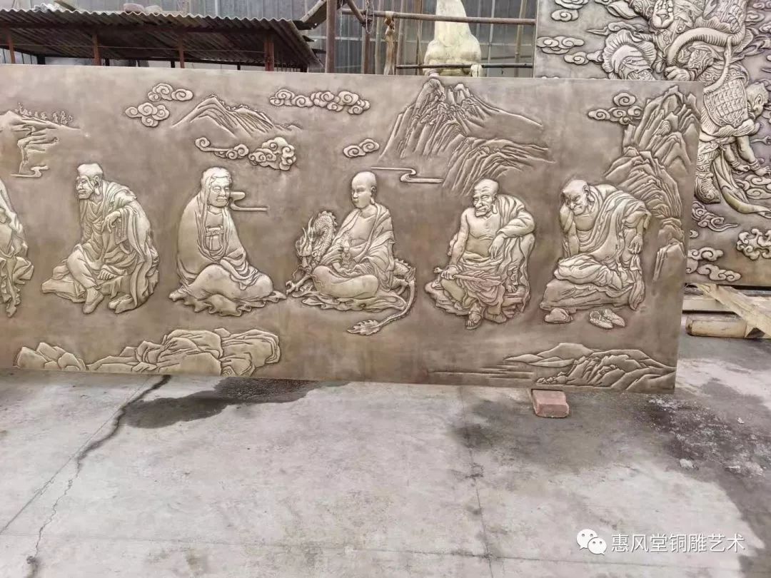 黃銅鍛銅浮雕畫 十八羅漢銅雕壁畫，定制寺院藝術(shù)的栩栩神韻